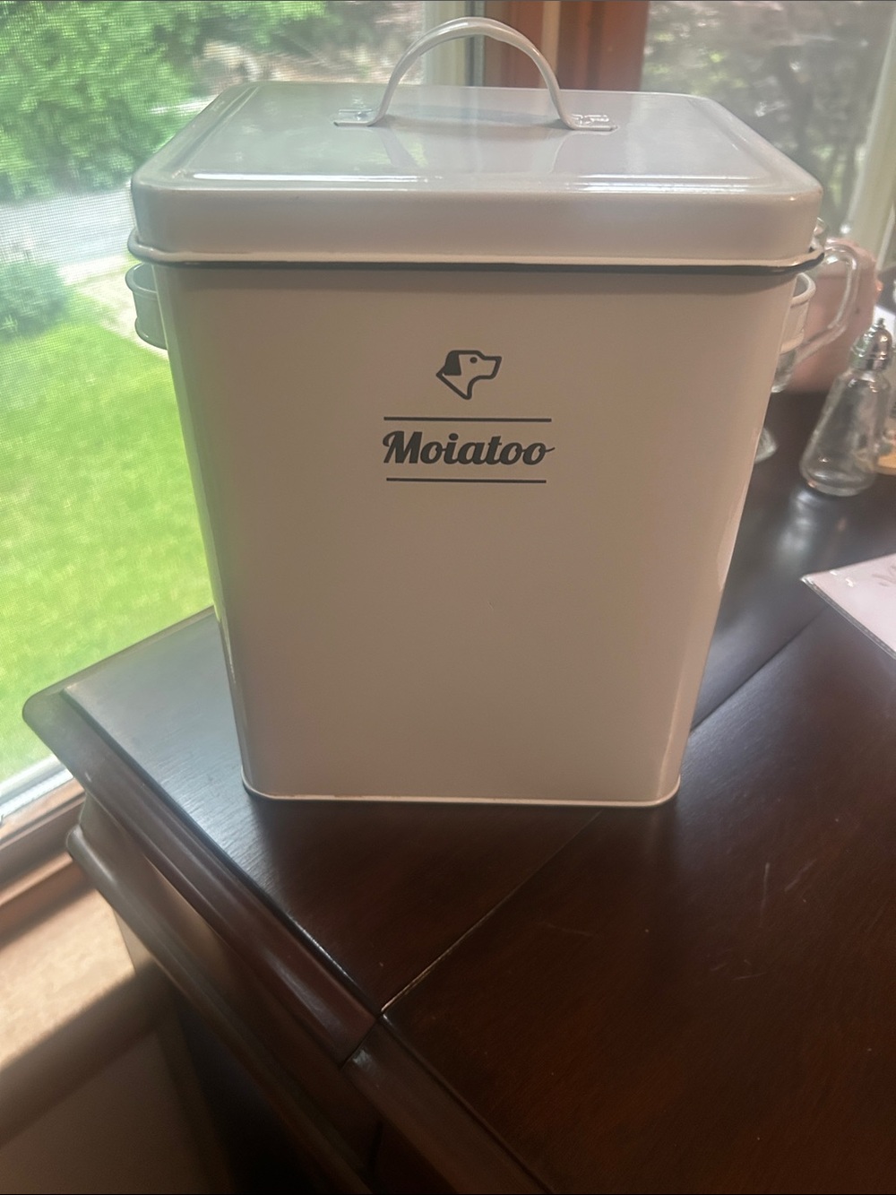 White Metal Storage Canister with Lid